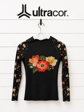 ULTRACOR Floral Long Sleeve Athletic Top size S